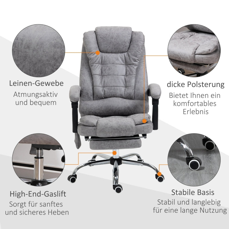 Vinsetto Office Chair, Massage, Reclining, Heating, Grey