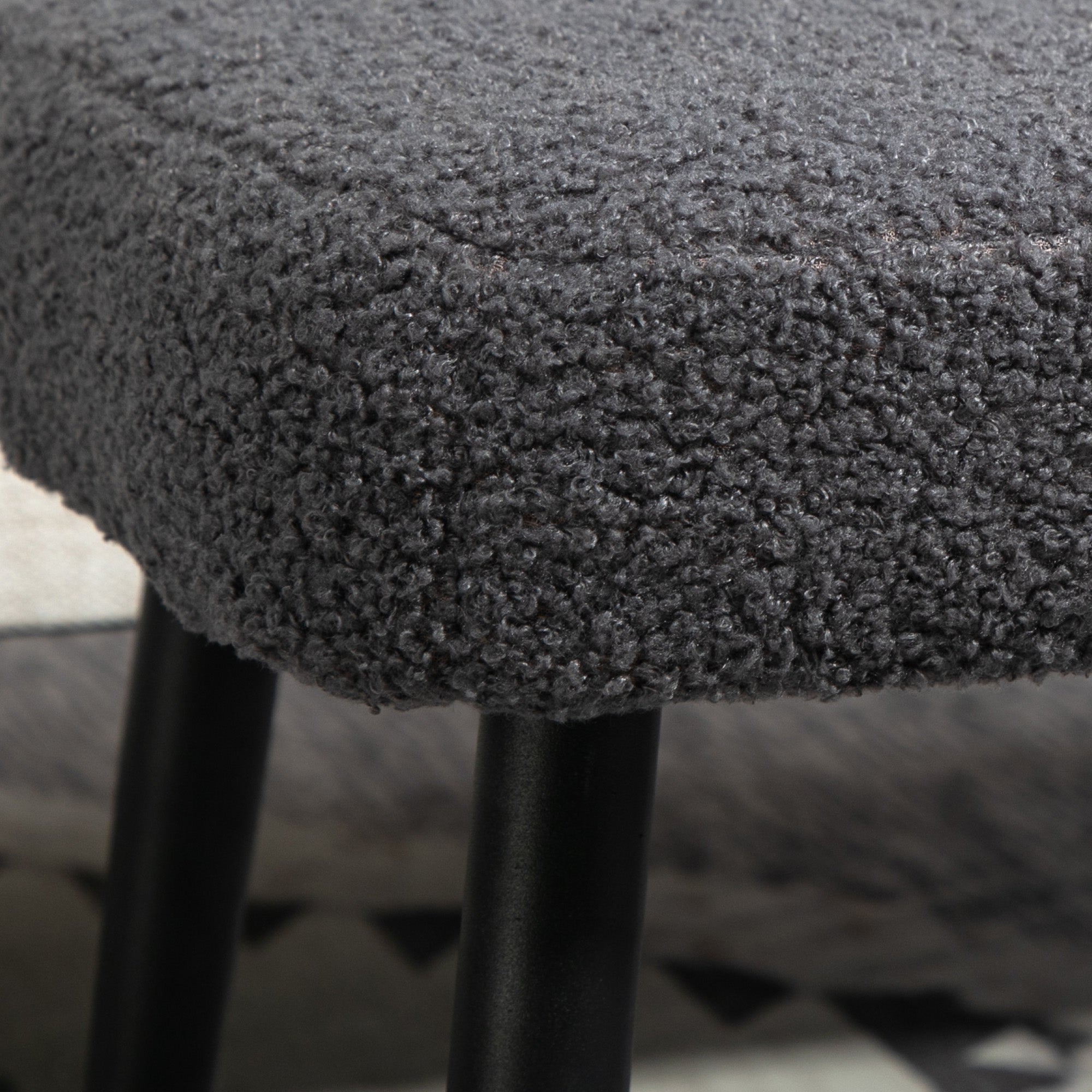 Hocker quadratisch, Wohn- und Schlafzimmer, Dunkelgrauer Kaschmir-Effekt