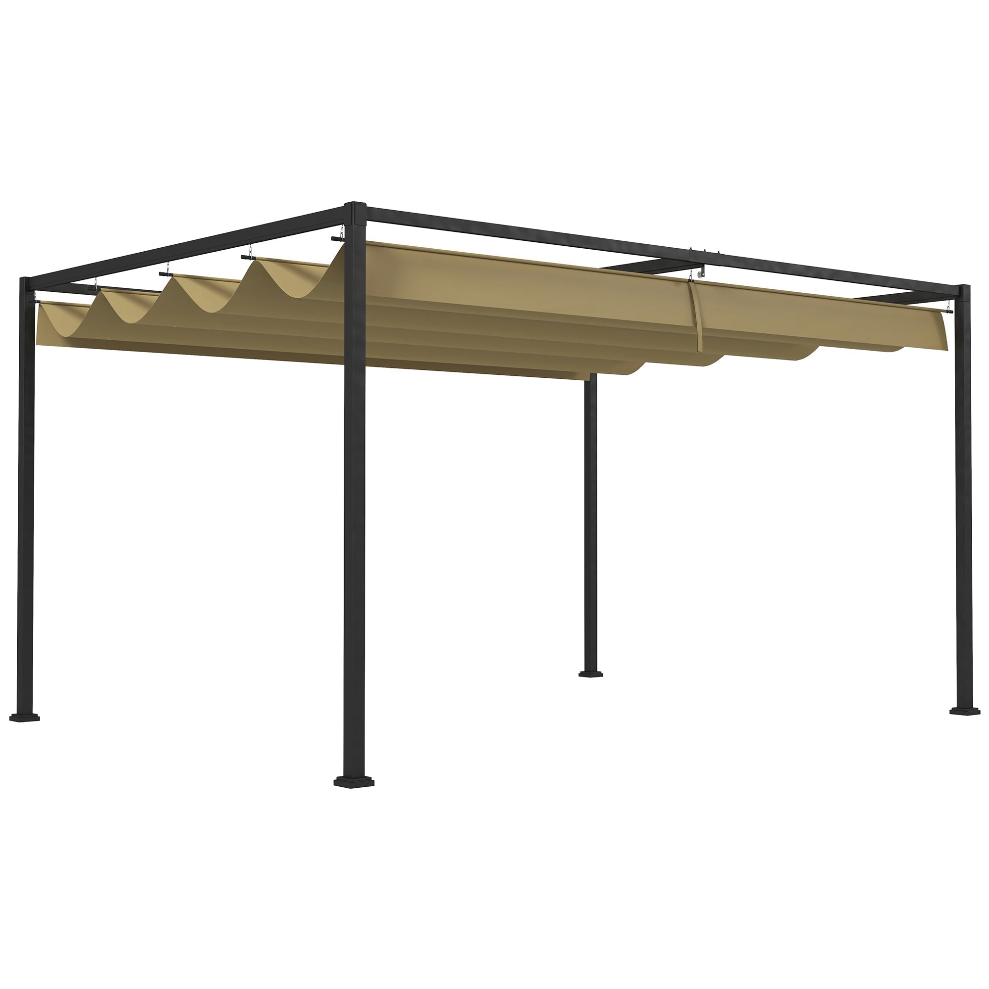Pergola Garden Pavilion 4x3m Adjustable Roof Steel Khaki