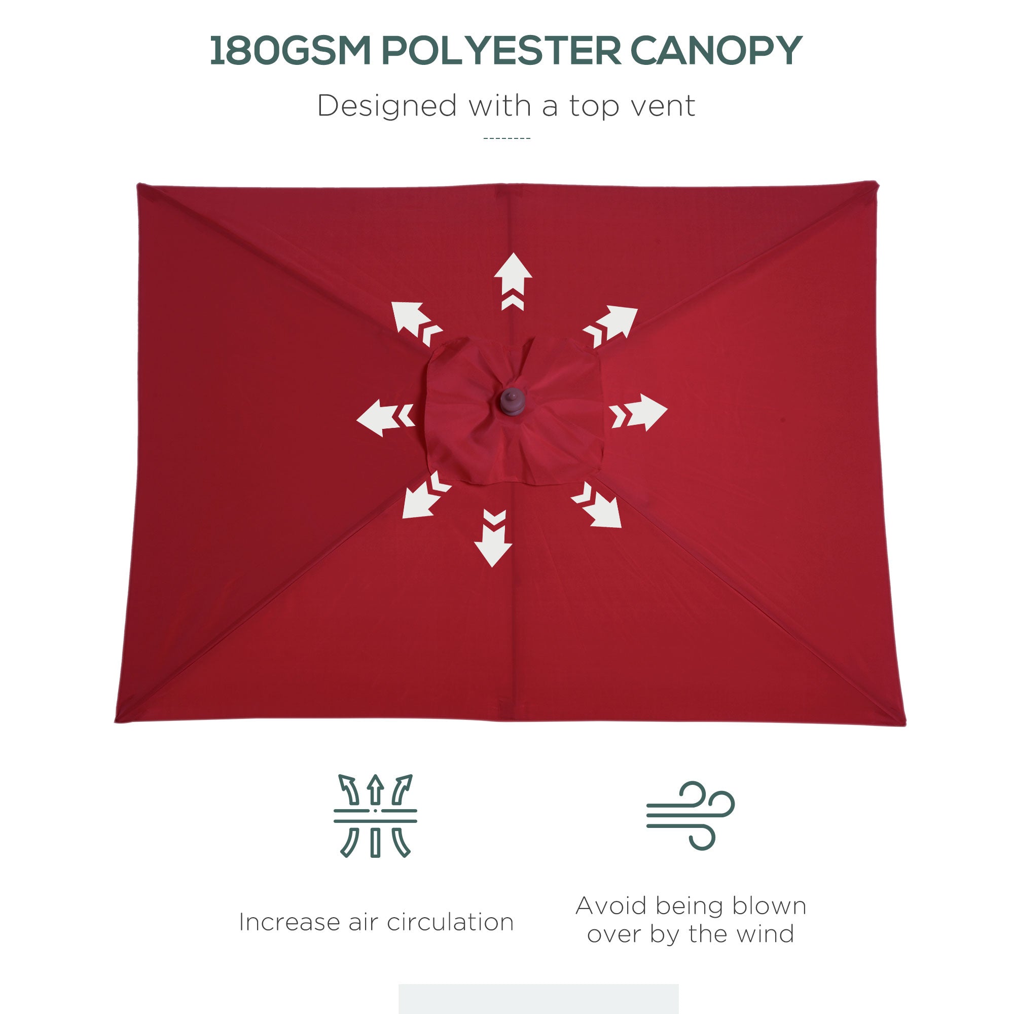 Cantilever Parasol/Sunshade, 3-Stage Adjustable 200x150x230cm for Balcony & Terrace, Fir Wood Wine Red