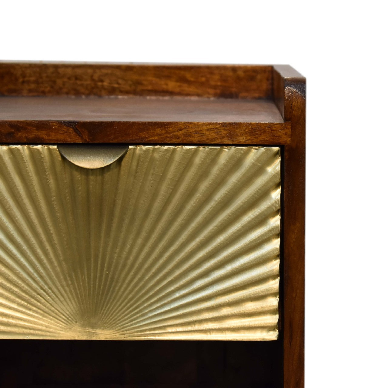 Mini Manila Gold Bedside 1 Drawer, 1 Shelf, Solid Wood Brown