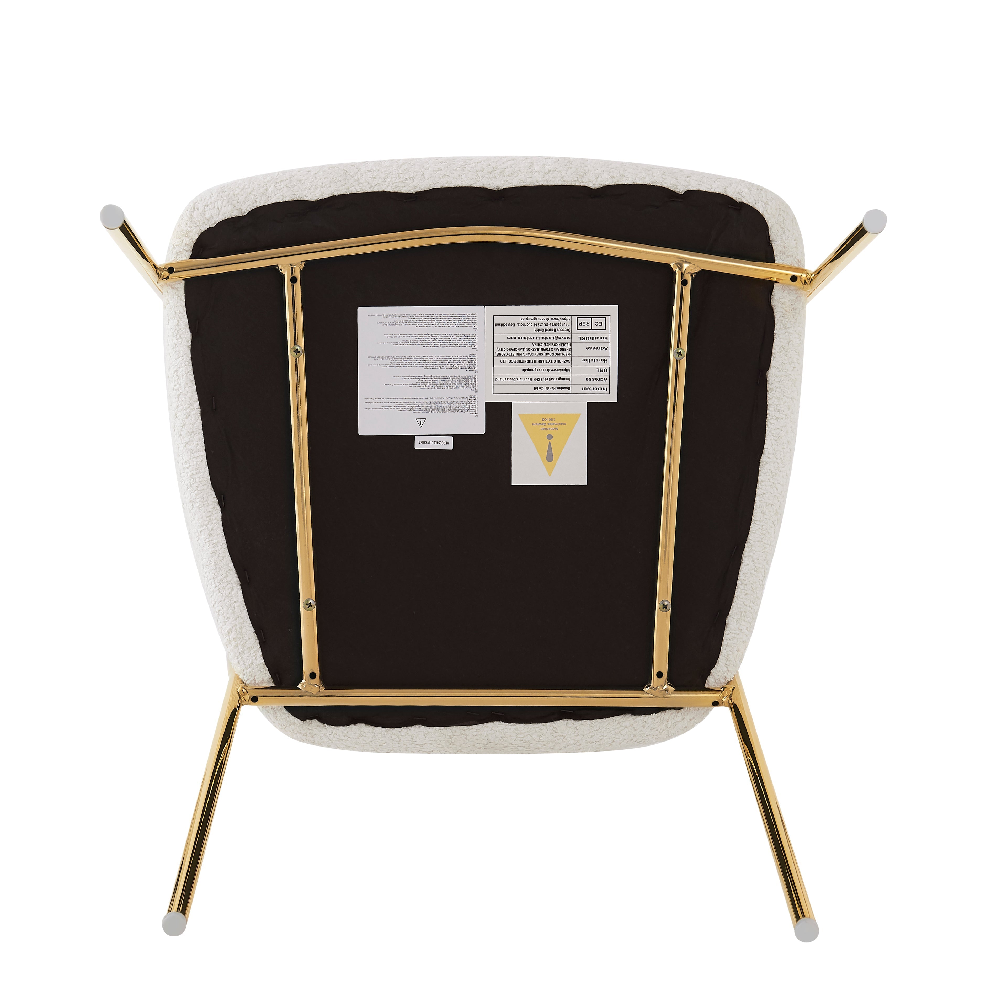 Dining Chair Set of 6 Modern Ergonomic Gold Legs - Beige