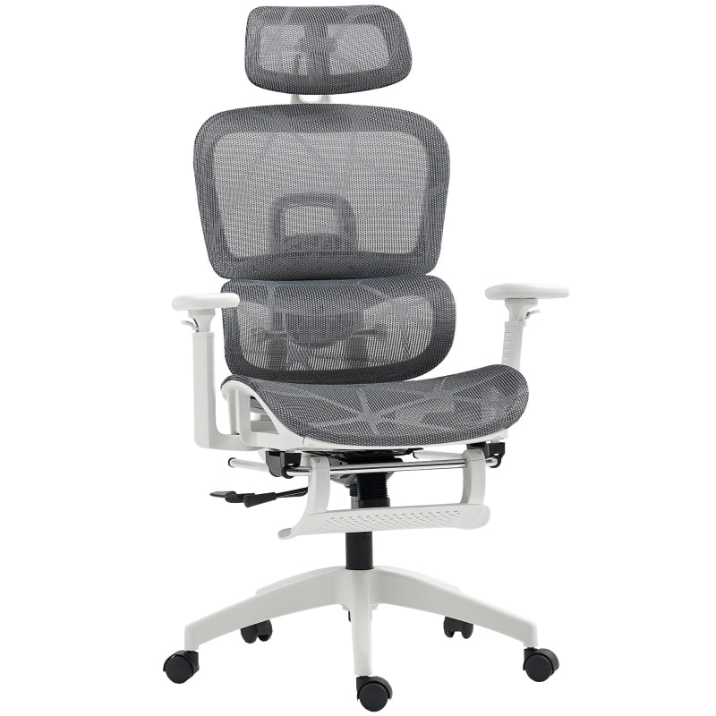 Multi-Adjustable Office Chair Mesh, Grey and White
