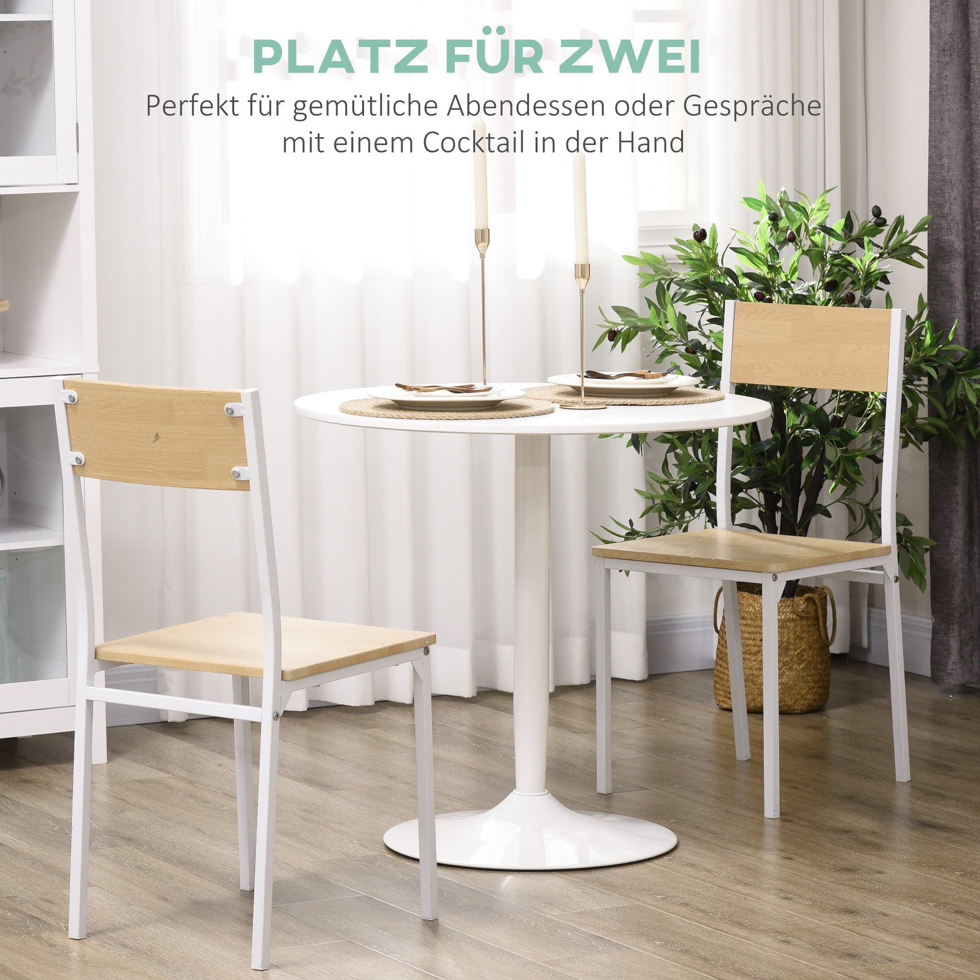Round Dining Table, Modern Kitchen for 2, Steel