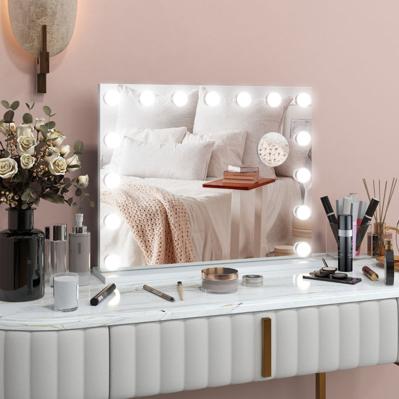 LED Kosmetikspiegel, 3 Lichtmodi, dimmbar, USB, Weiß