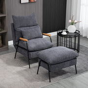 Recliner Wingback Chair with Footstool, Reclining Upholstered TV Chair, Gray