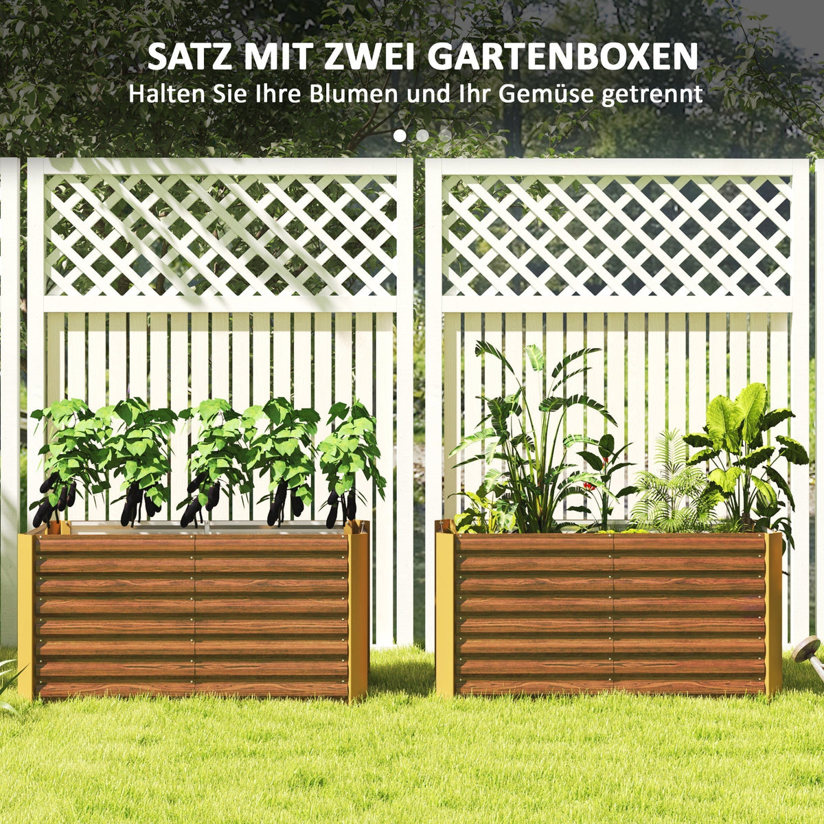 Raised Garden Beds Set of 2 Planters Weatherproof 120x60x60cm Galvanized Steel