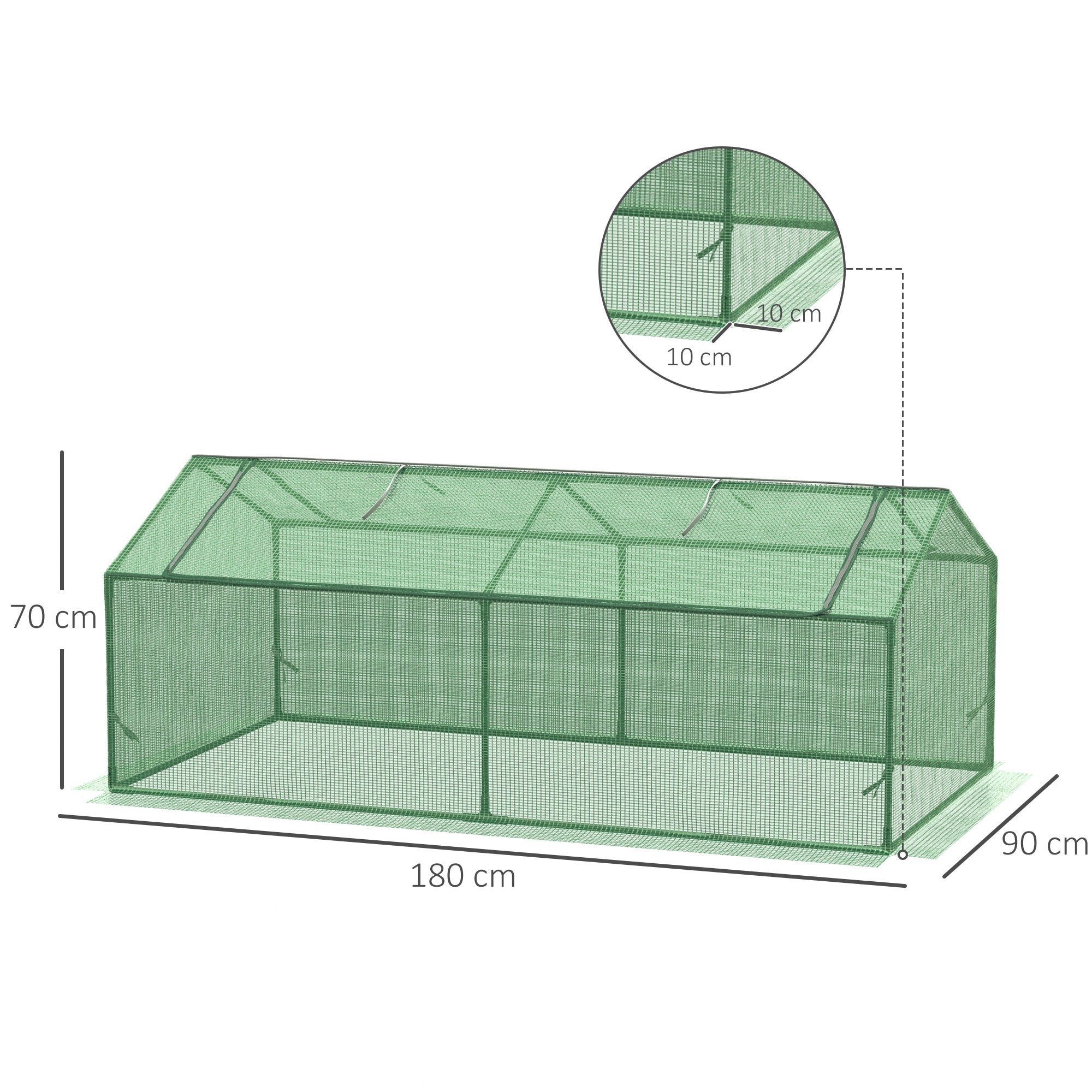 Foil Greenhouse Cold Frame with Window 180x90x70cm - Green