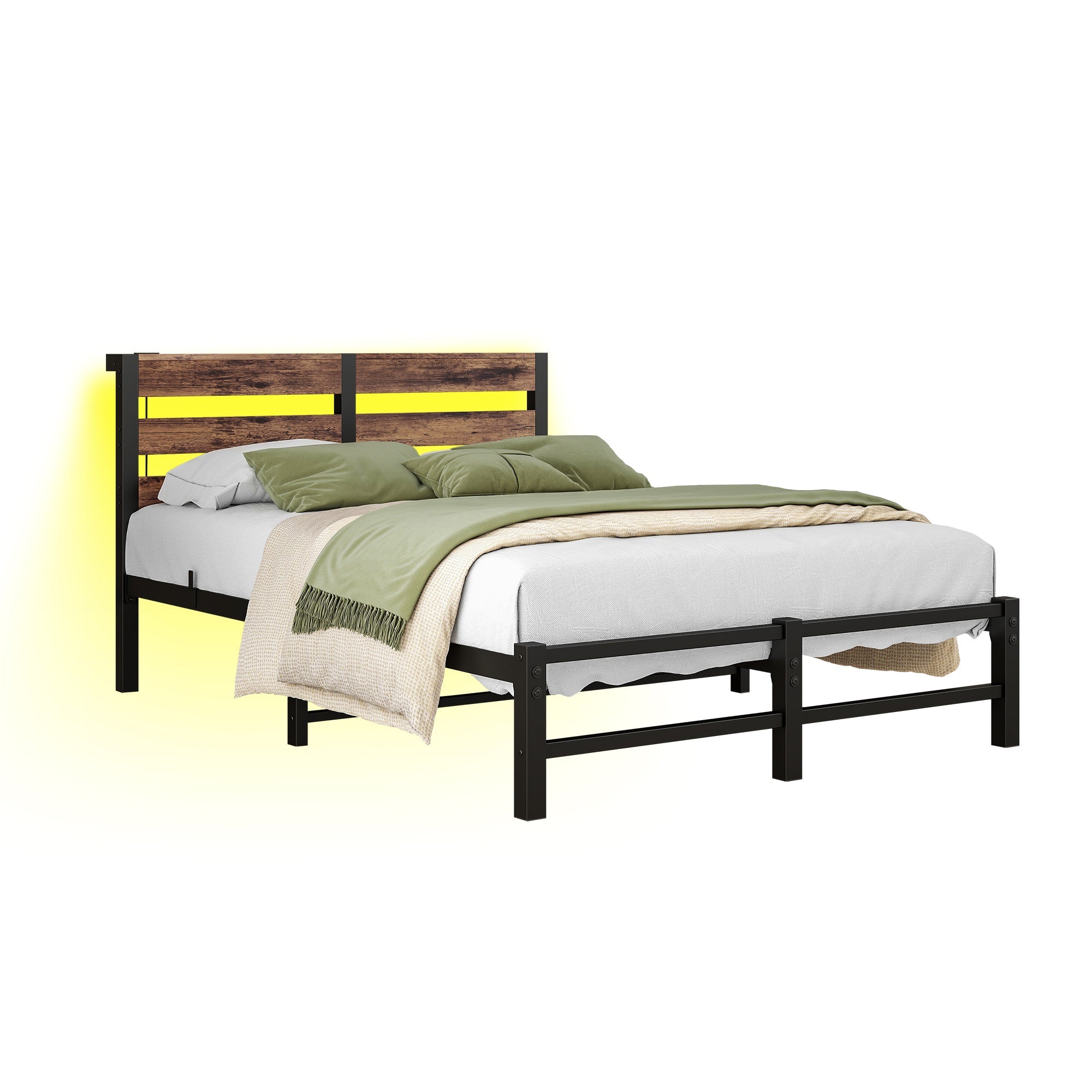 Metal Bed 120x200cm LED USB Storage - Metal