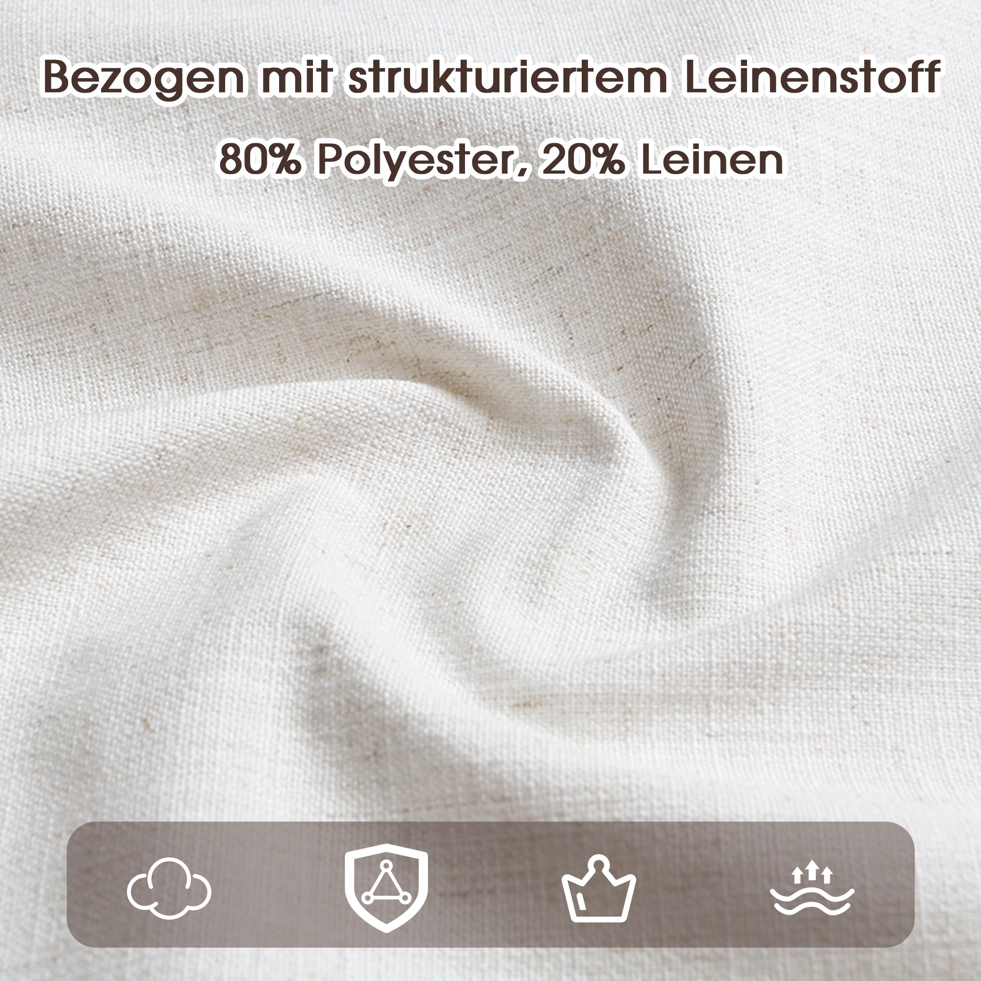 2 Solid Wood Dining Chairs Comfortable Modern Style Linen Fabric Natural Color