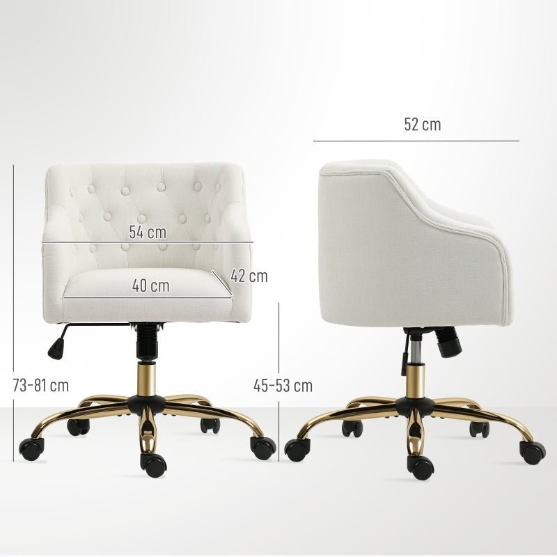 Office Chair, Swivel with Rocking Function, Linen Look Beige