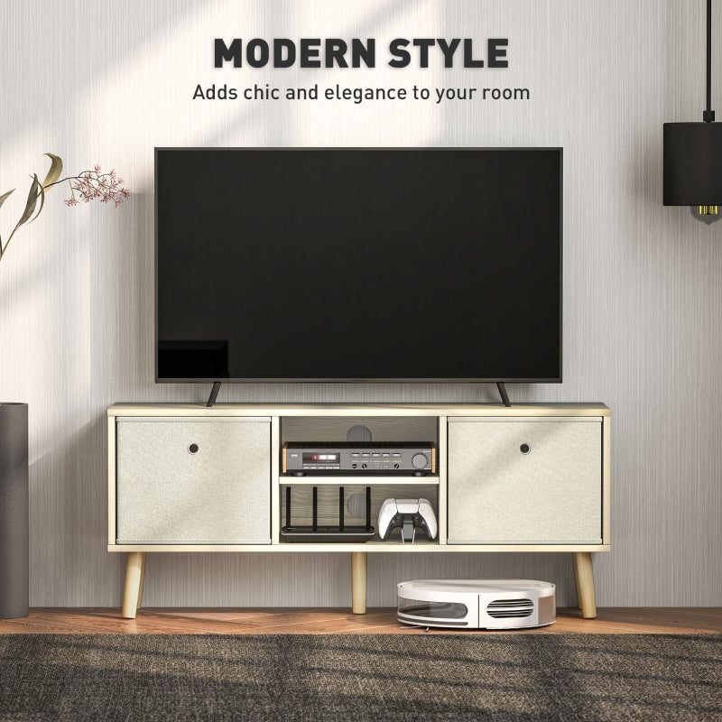 TV Cabinet Stand Unit for TVs up to 50'' Foldable Drawers, Natural