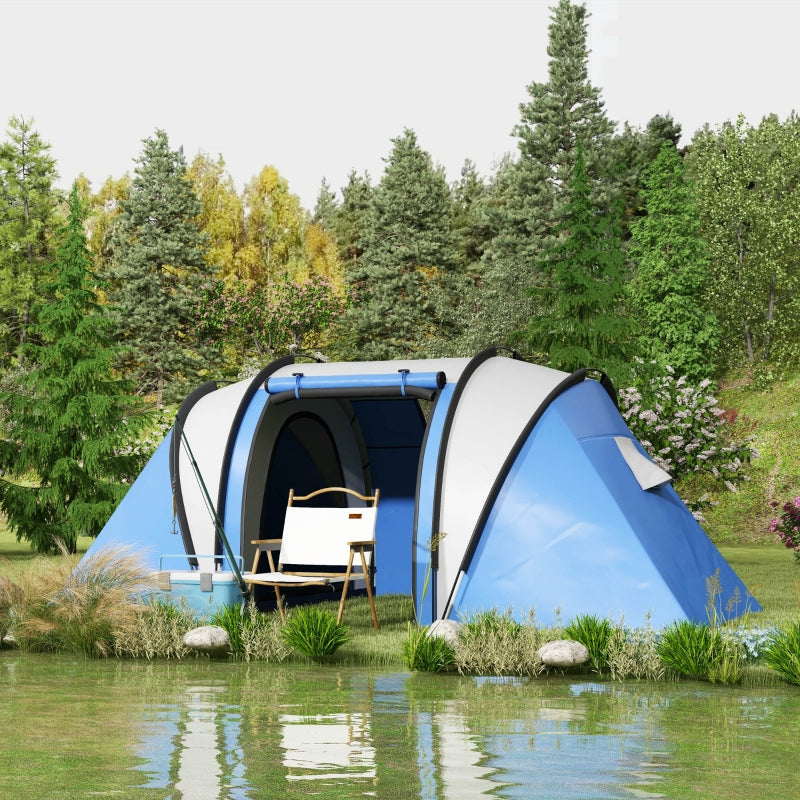 Camping Tent, 2 Bedrooms Living Area 3000mm Waterproof Family, Blue