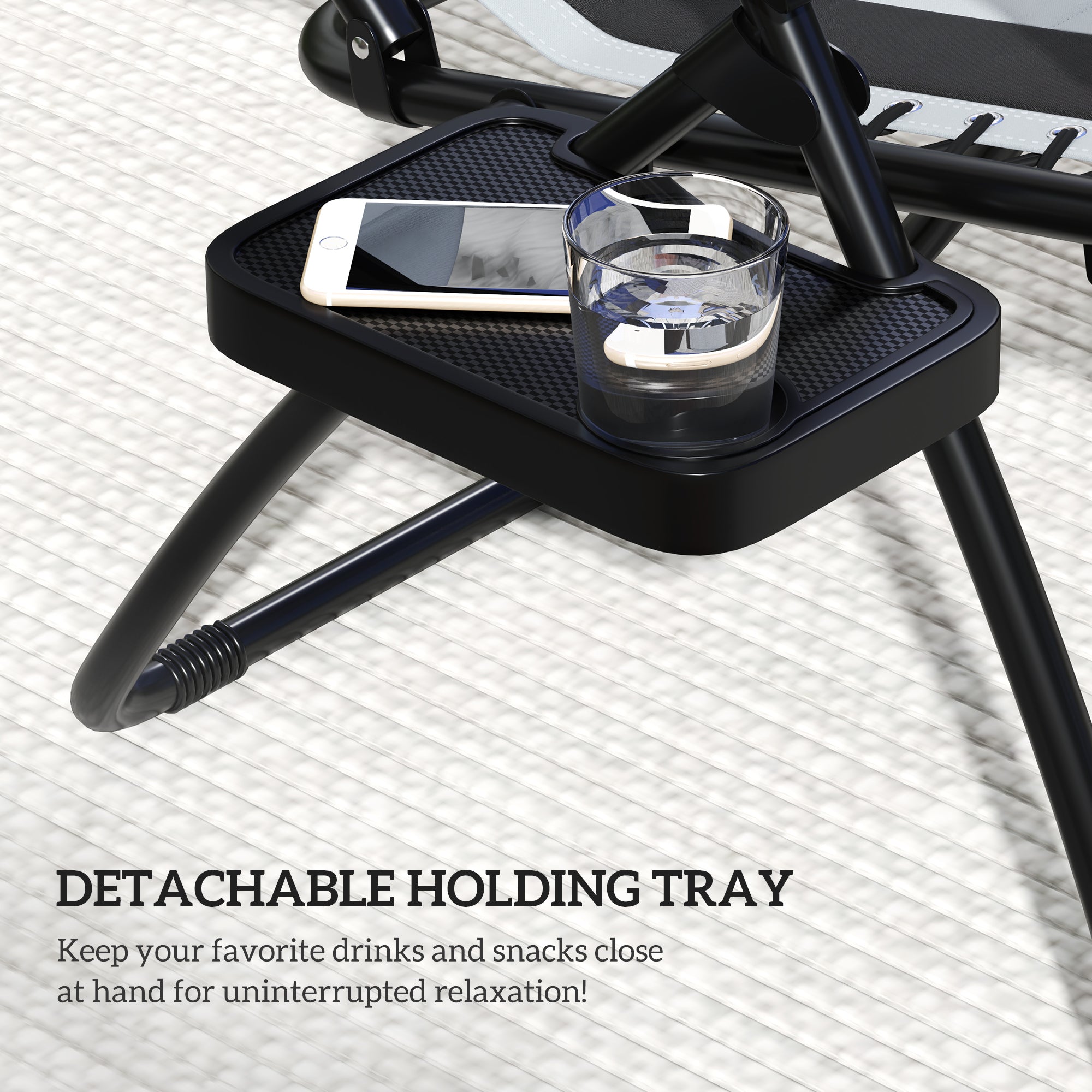 Zero Gravity Lounger Chair Set of 2, Folding Reclining Patio Chair with Shade Cover, Light Grey