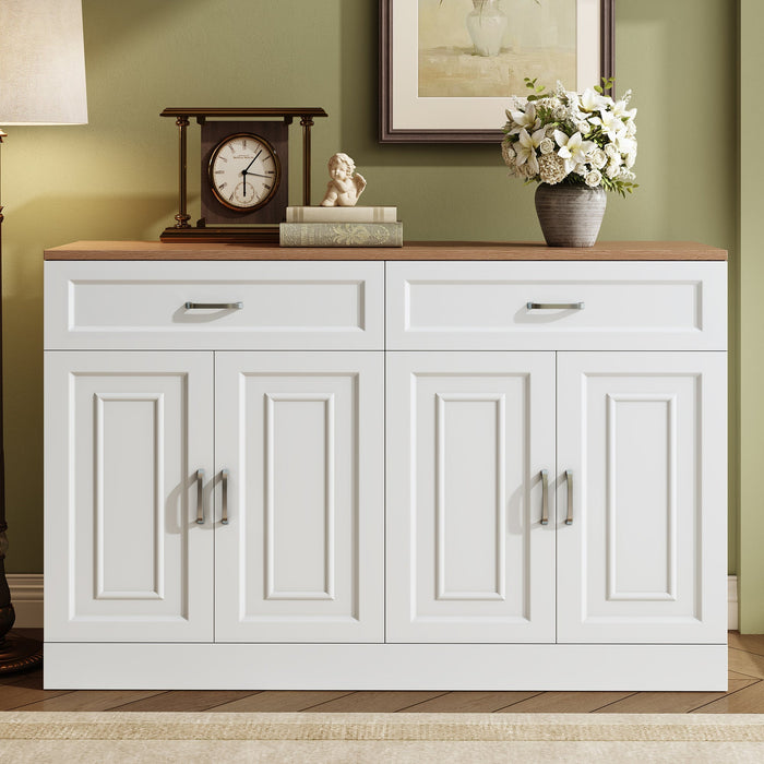 Sideboard with Shelves and Rebounder, Natural Wood Grain