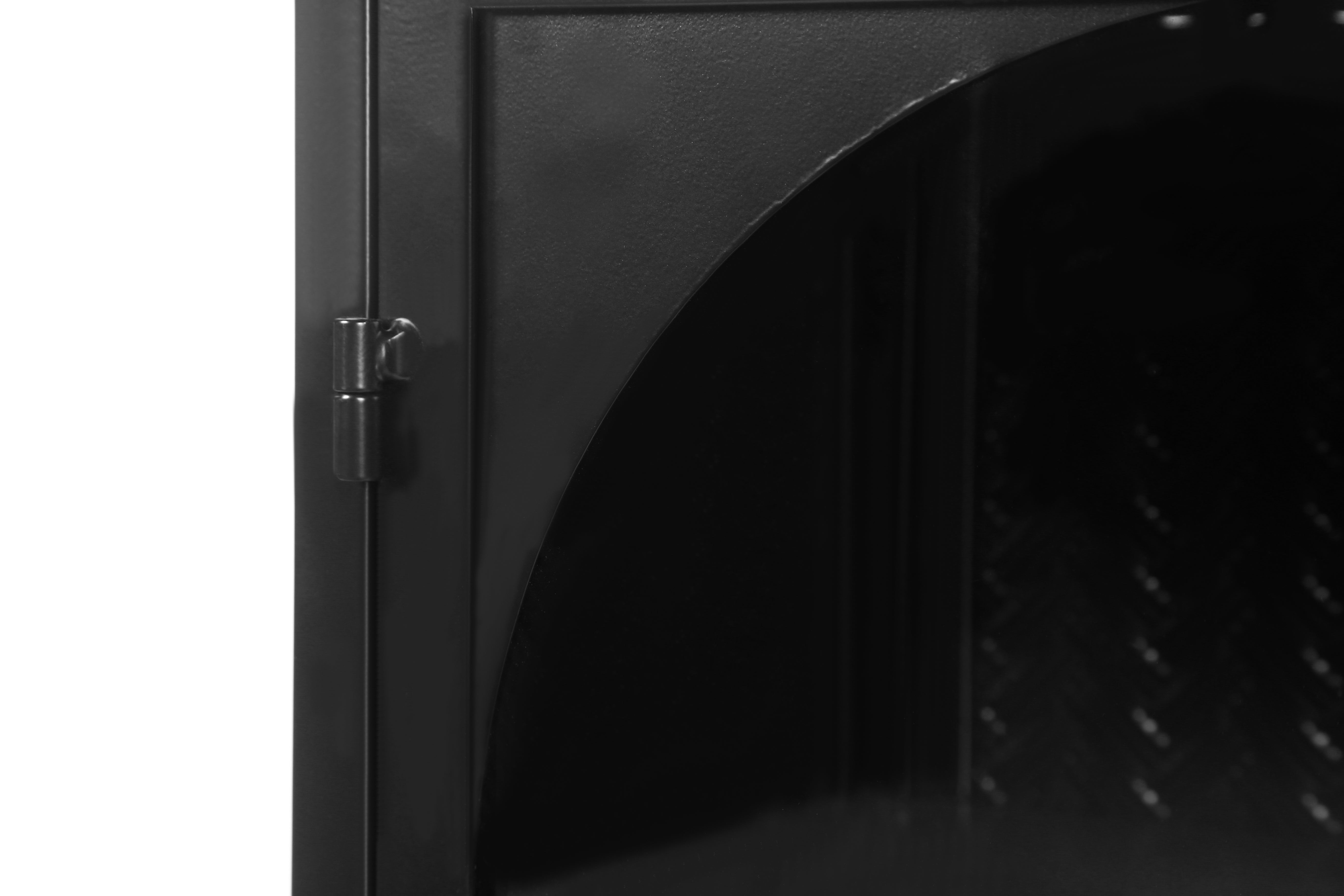 Wall Cabinet 70CM Glass Doors Two-door Three-tier Storage Woven Pattern Black