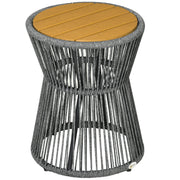 Garden/Bistro/Coffee Table, Adjustable Feet, Plastic Tabletop, Dark Grey + Natural