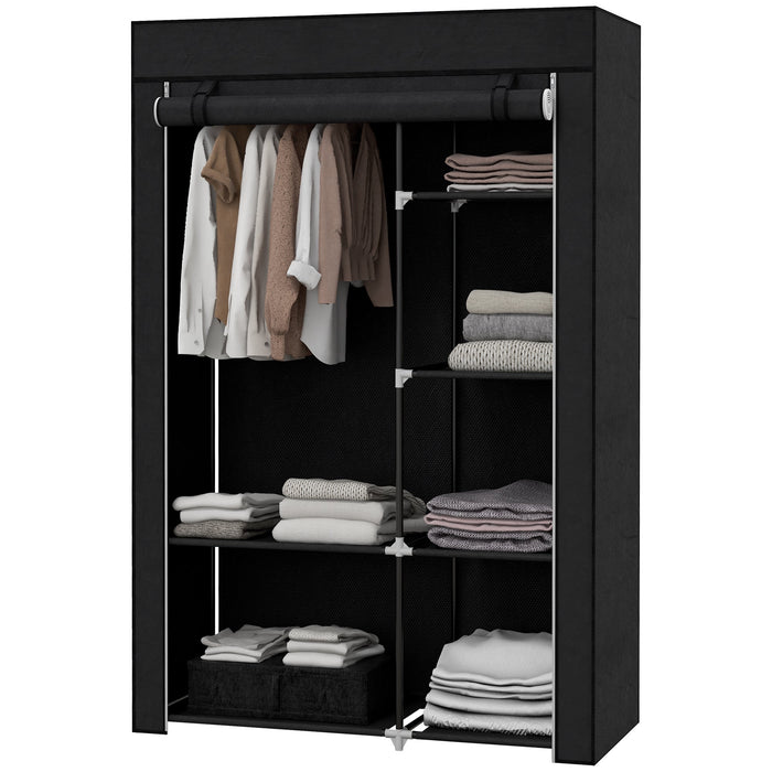 Fabric Wardrobe Folding 6-Compartment 103x43x162.5cm Non-Woven Black