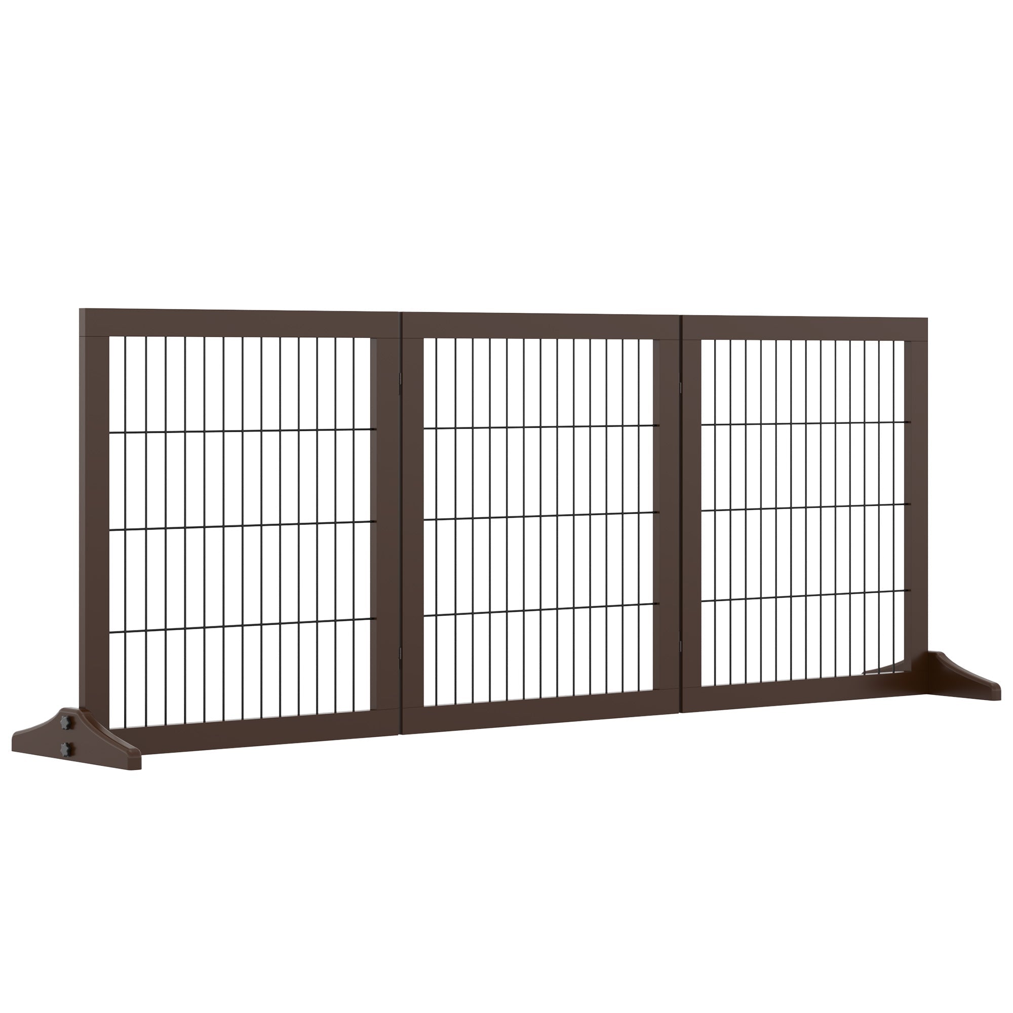 Dog Gate, Freestanding, Pinewood, Brown