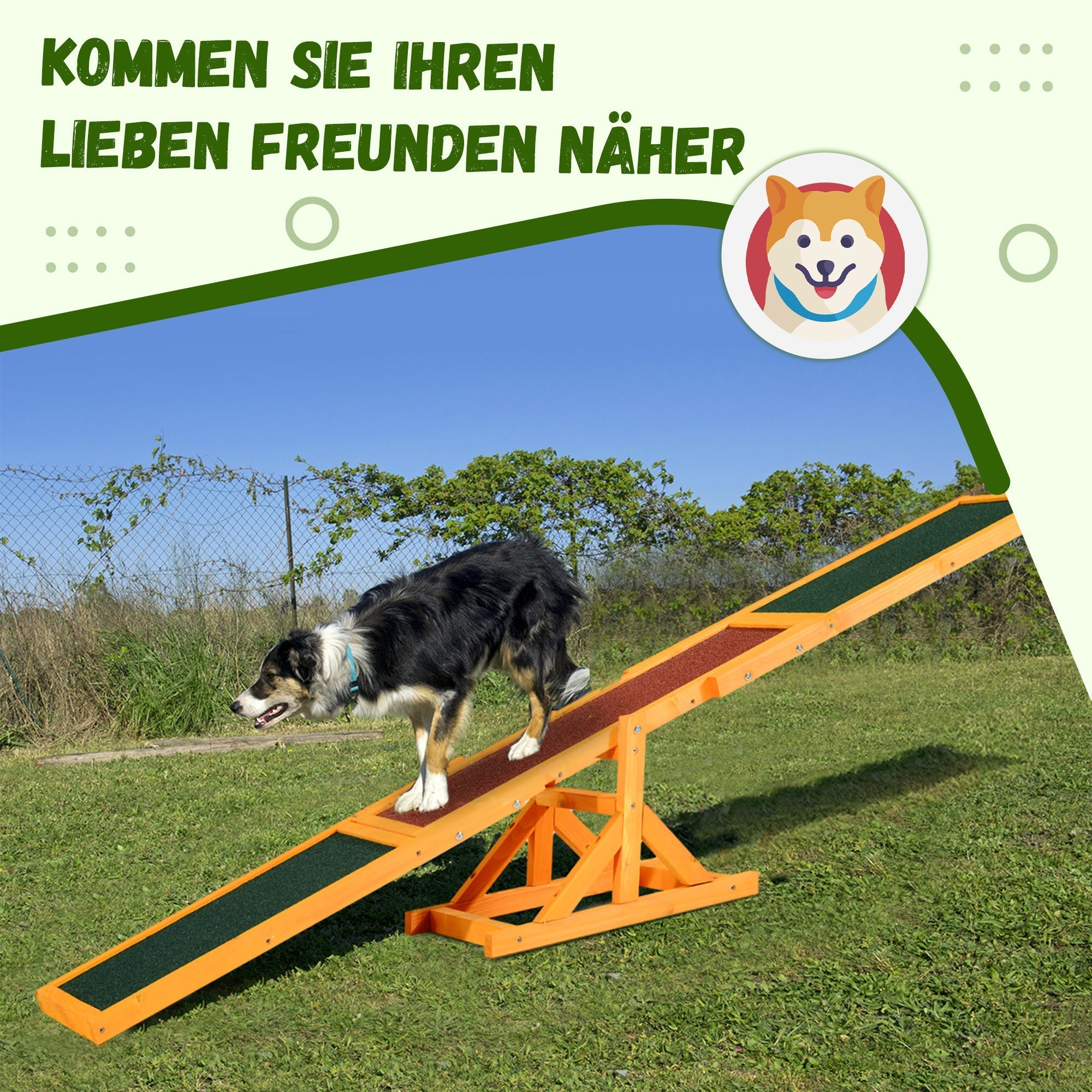Hund Agility Wippe, Welpenspielzeug für Hundesport und Training, Kiefernholz