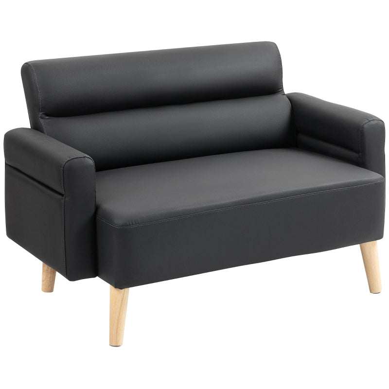 Small Sofa Settee 2 Seater Faux Leather Black