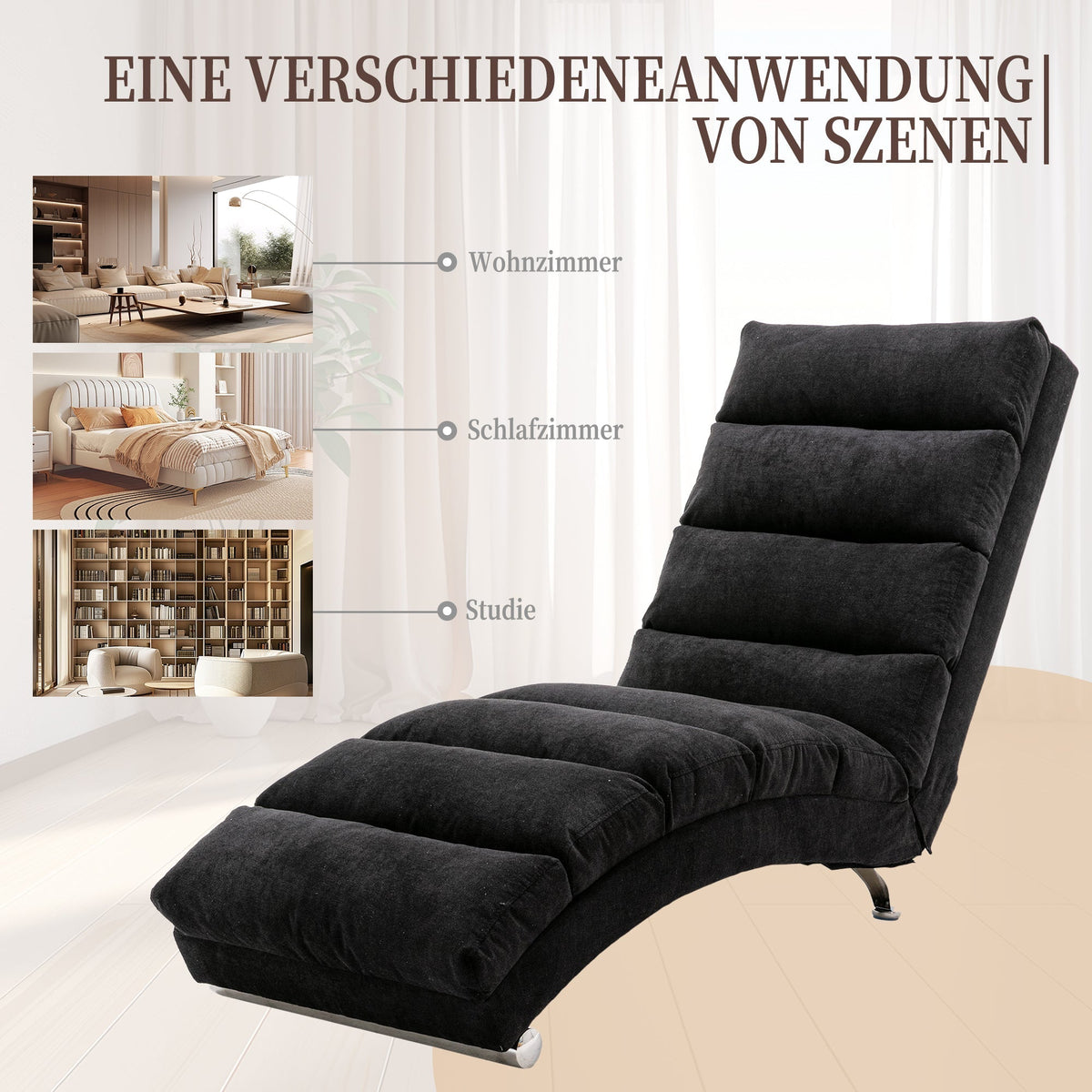 Relaxation Lounger Fixed Reclining Sofa Full Body Support Vibration Side Pockets