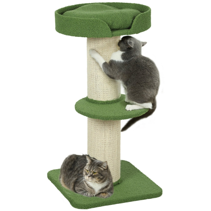 Cat Tree 91cm Play Tree with Bed, Lambswool Green