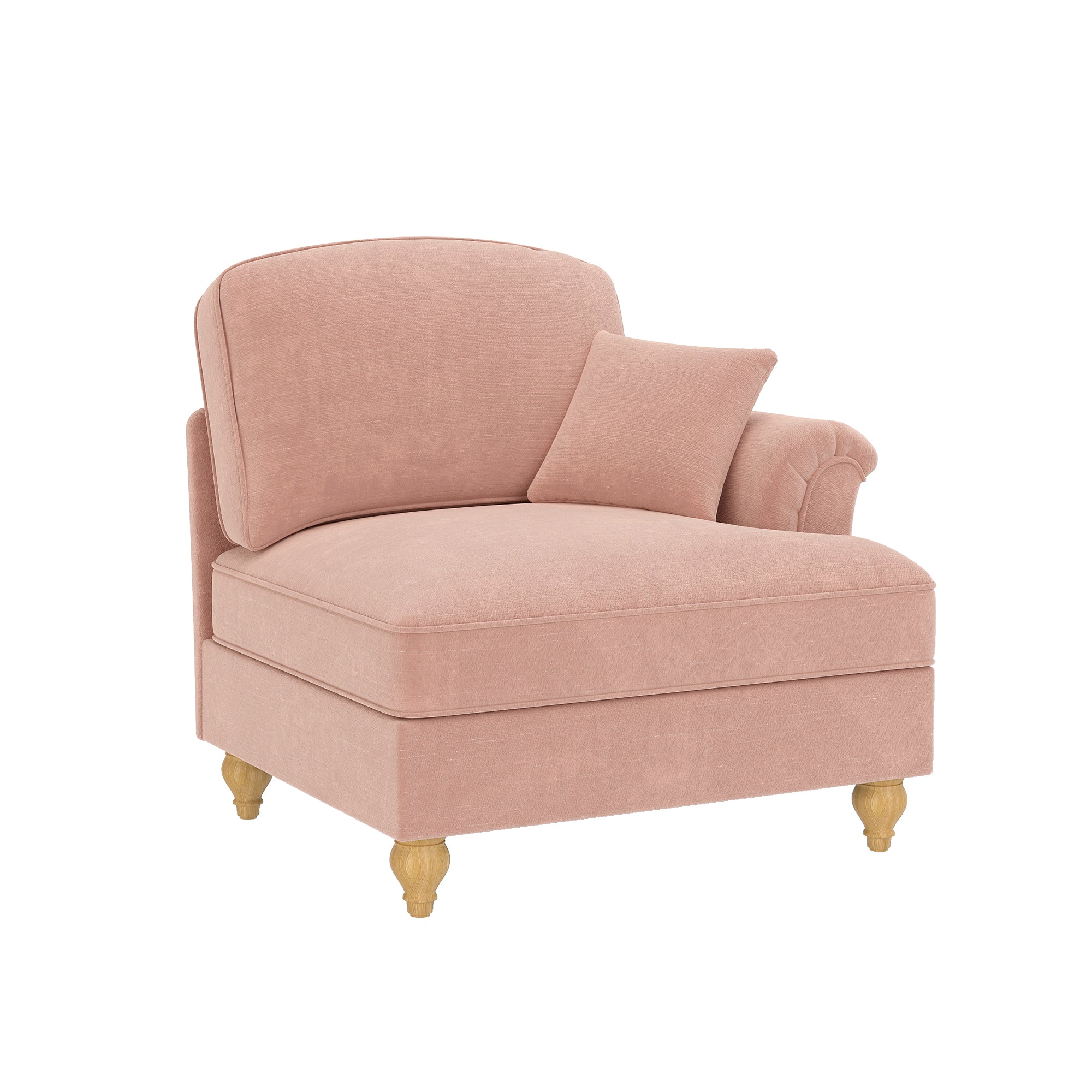 Windsor Sofa RSF with Removable Skirt and 1 Cushion, Pink Chenille