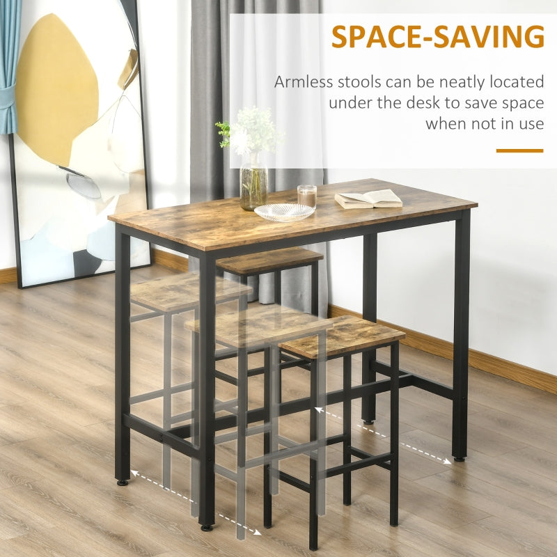 Industrial Bar Stools, Set of 2 Counter Height with Footrest, Rustic Brown