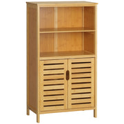 kleankin Bathroom Cabinet, Slatted Doors, Bamboo