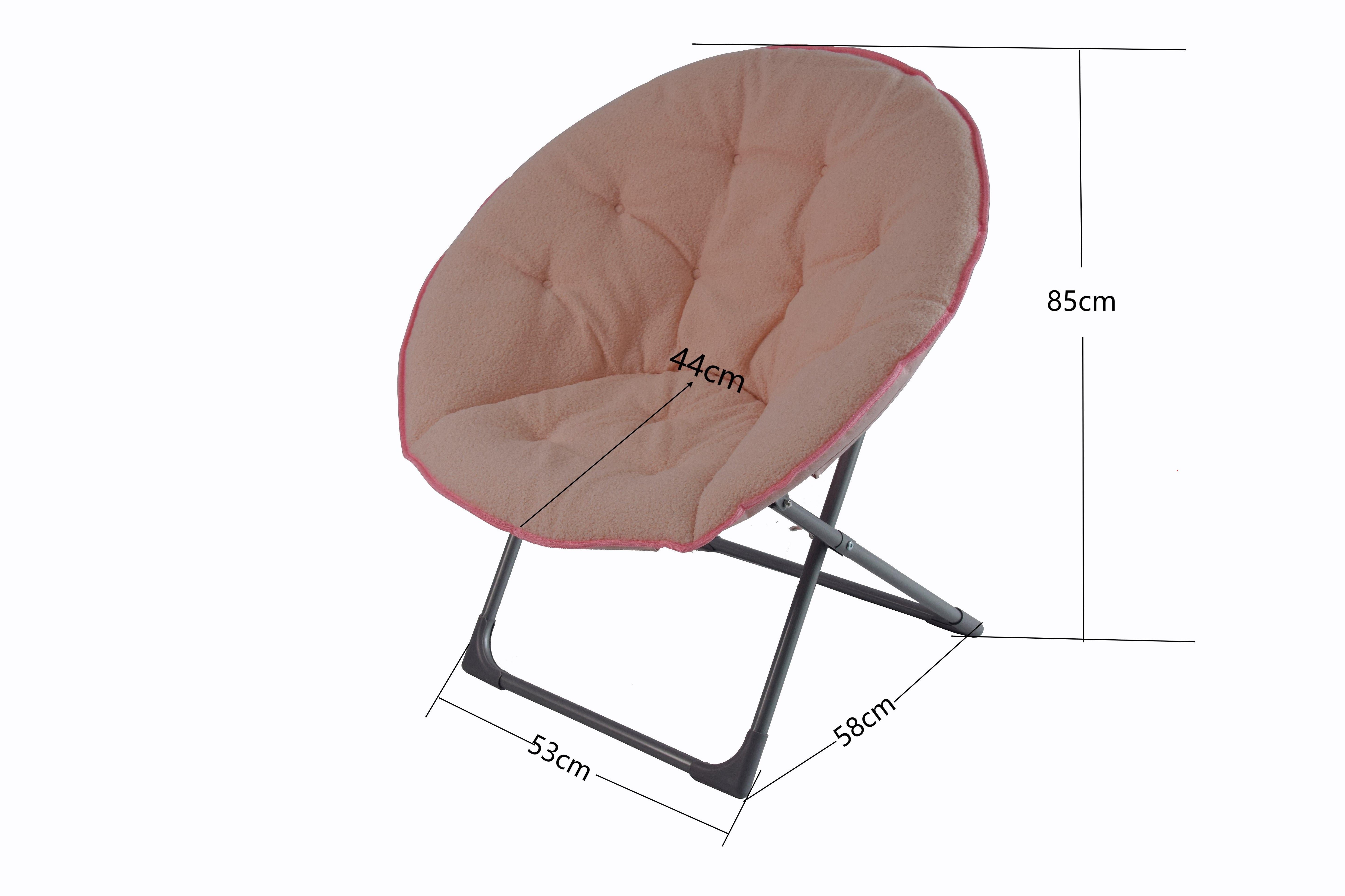 Folding Moon Chair Soft Sheep's Wool Portable - Pink