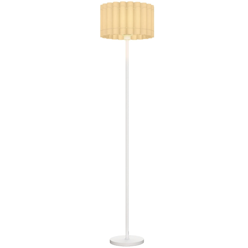 Floor lamp with E27 socket, wave shade, and foot switch for living room and bedroom, white