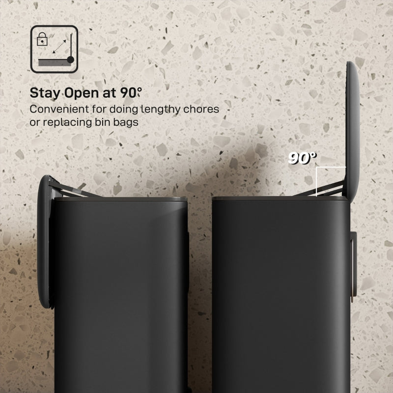 Waste Bin 8L Freestanding Wall-Mounted - Stainless Steel Black