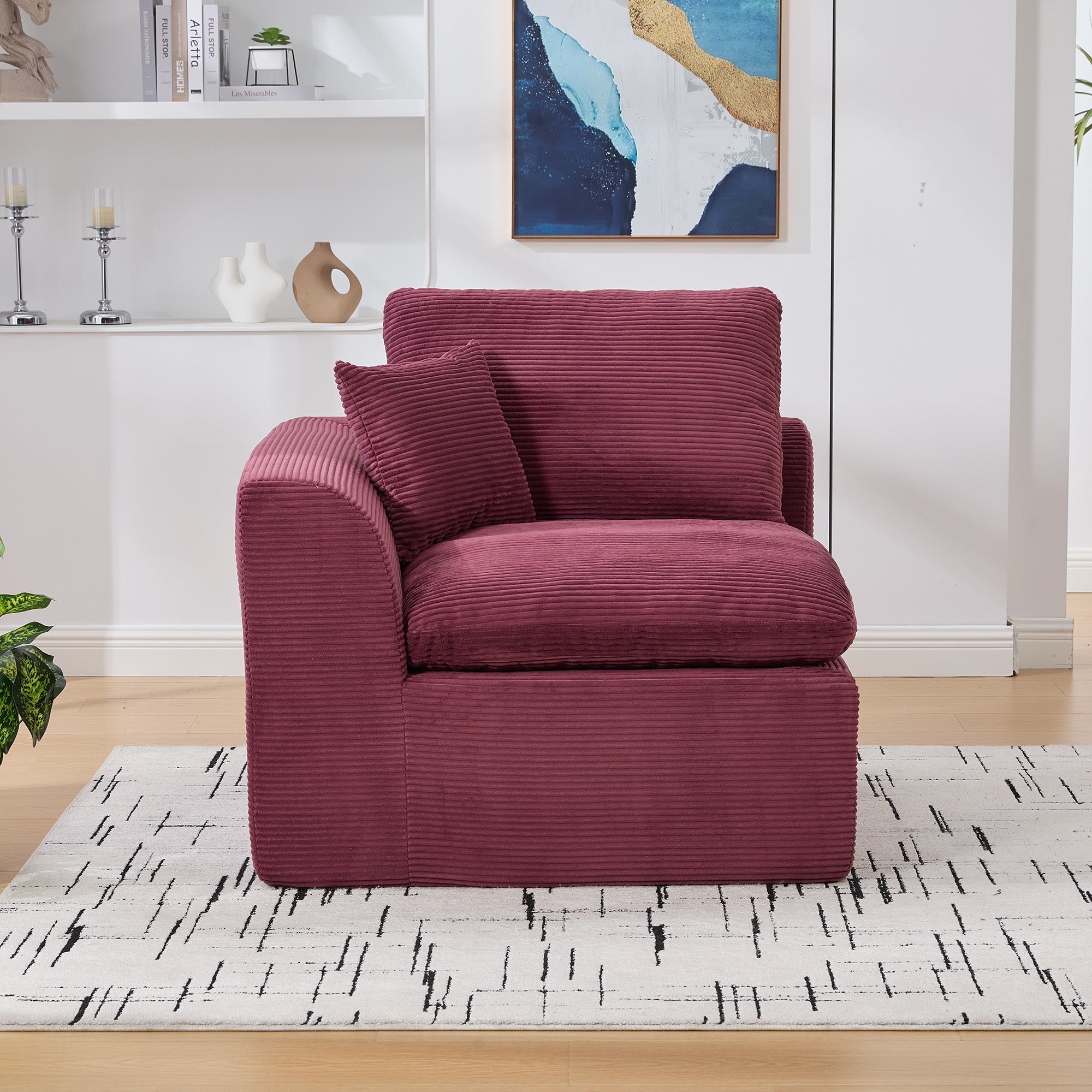 Modern Single-Seater Sofa Armchair Nordic Minimalist with Cushion - Fabric