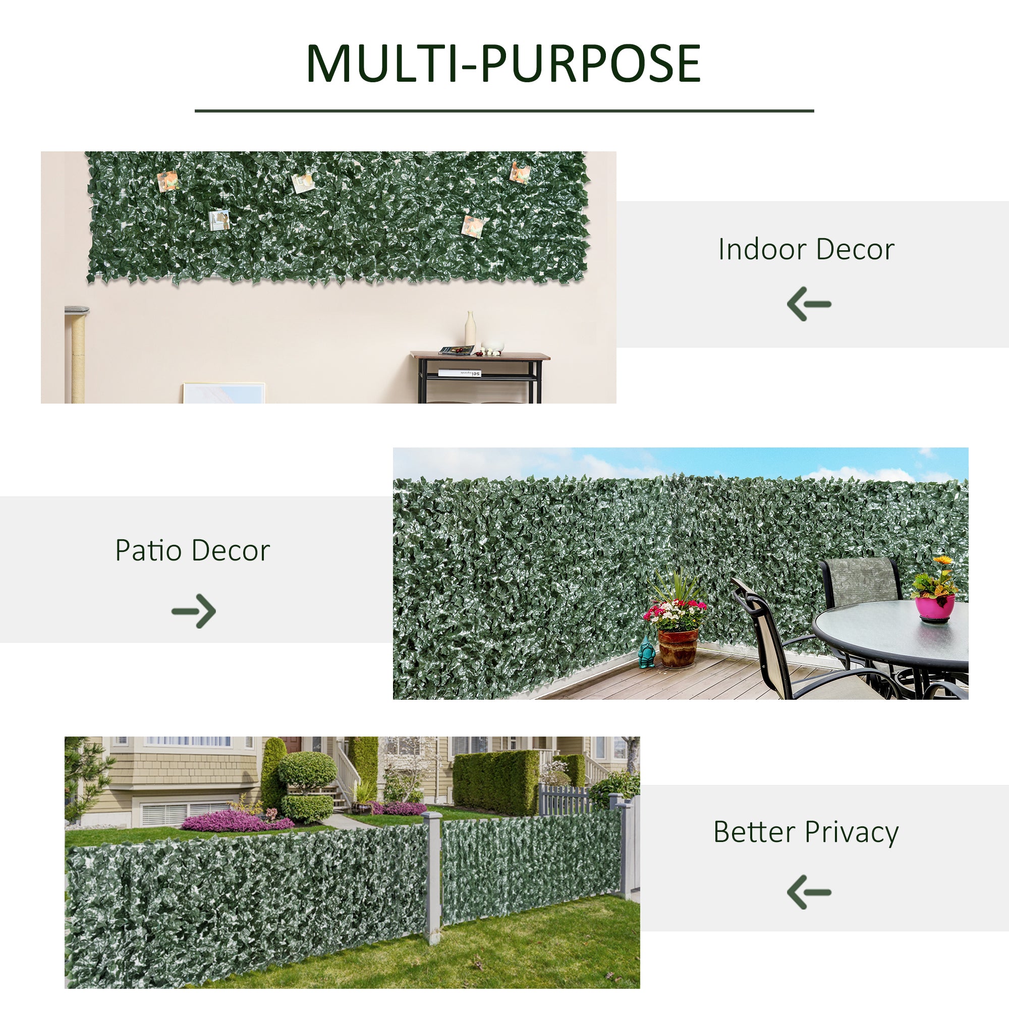 1-Piece Artificial Leaf Hedge Screen Privacy Fence 3M x 1.5M, Dark Green