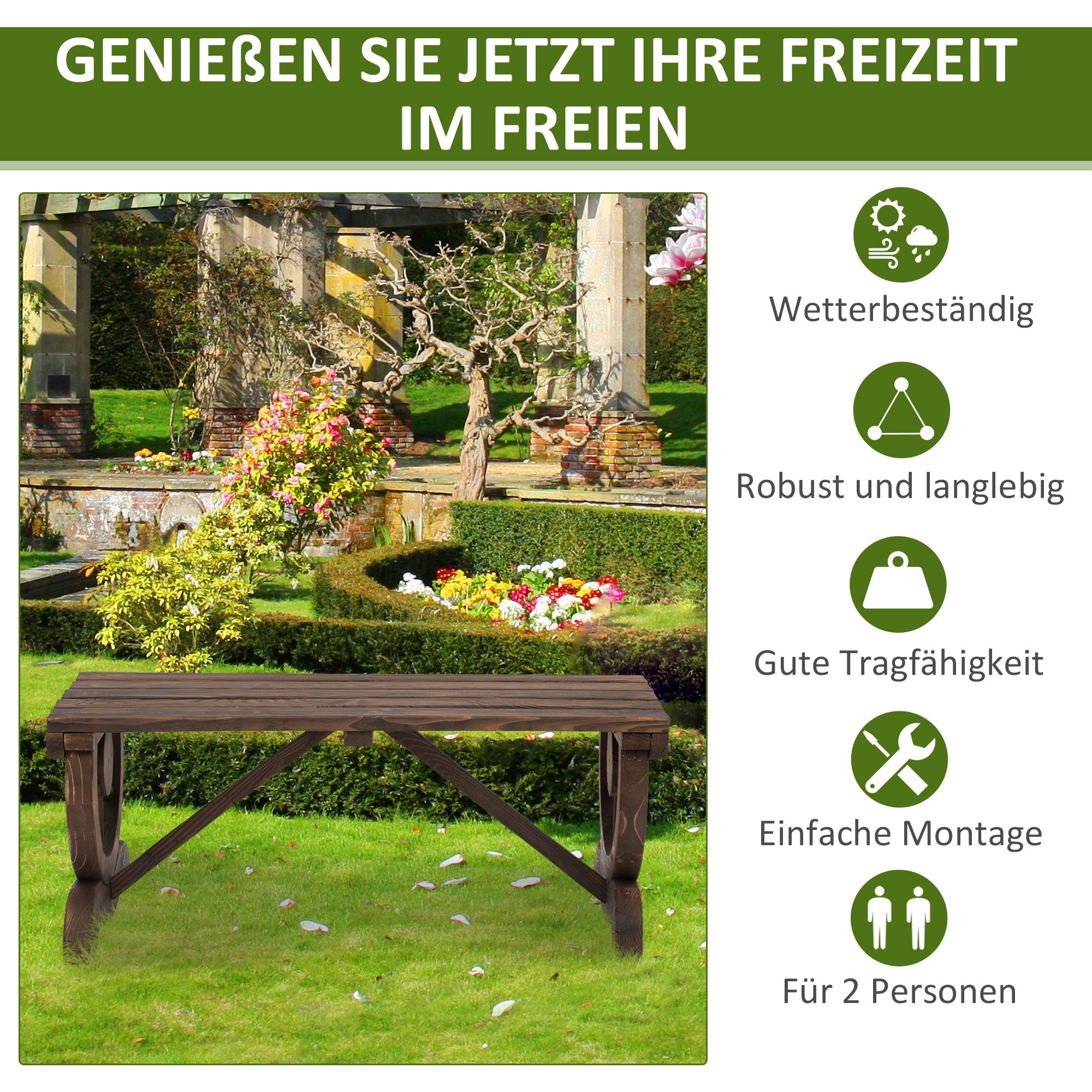 Garden Bench Weatherproof Rustic 98x50x39.5 cm Wooden
