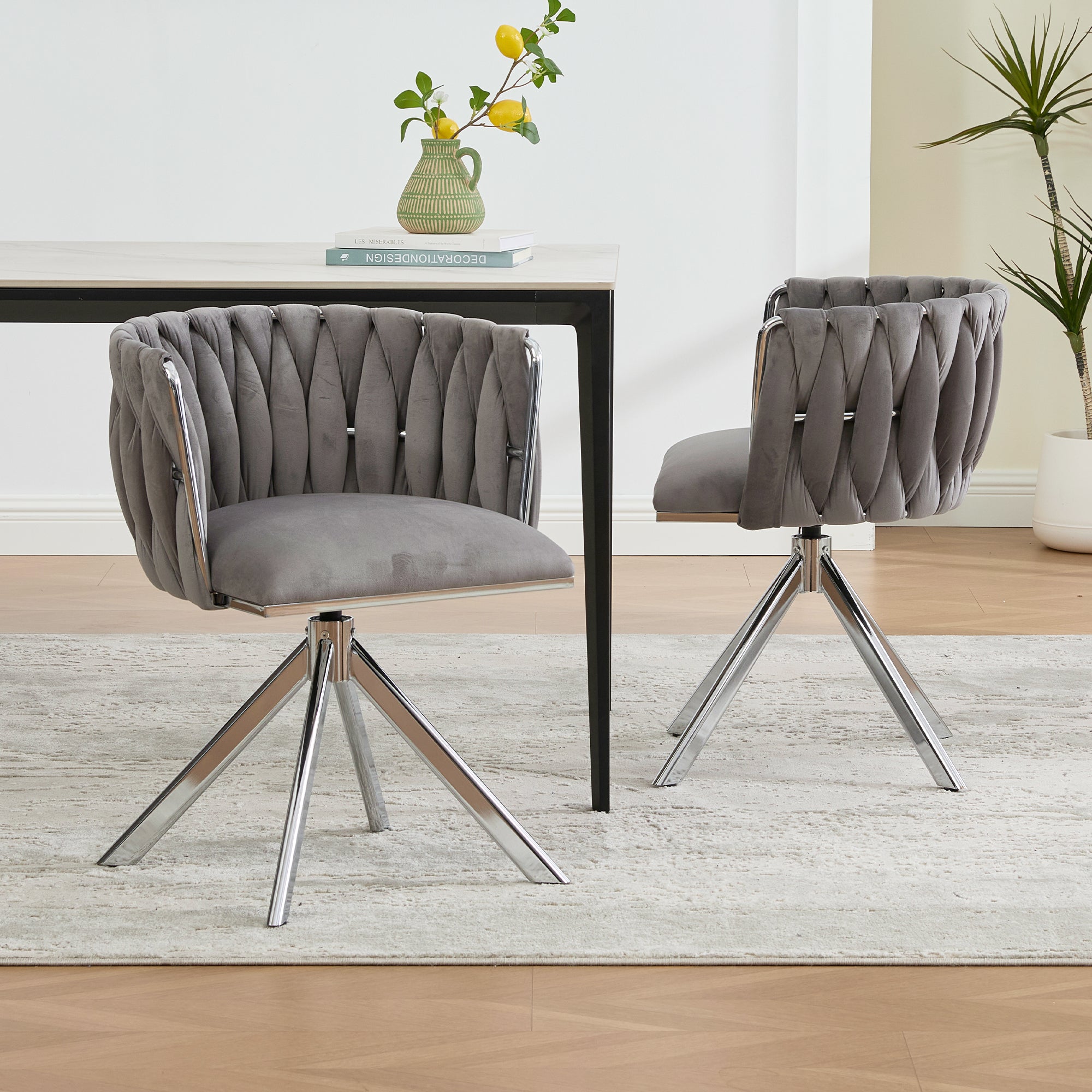 Armchair Set of 2 180° Swivel Ergonomic - Velour
