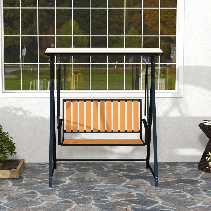 Porch Swing, 2-Seater, Adjustable Sunroof, Weatherproof, Black