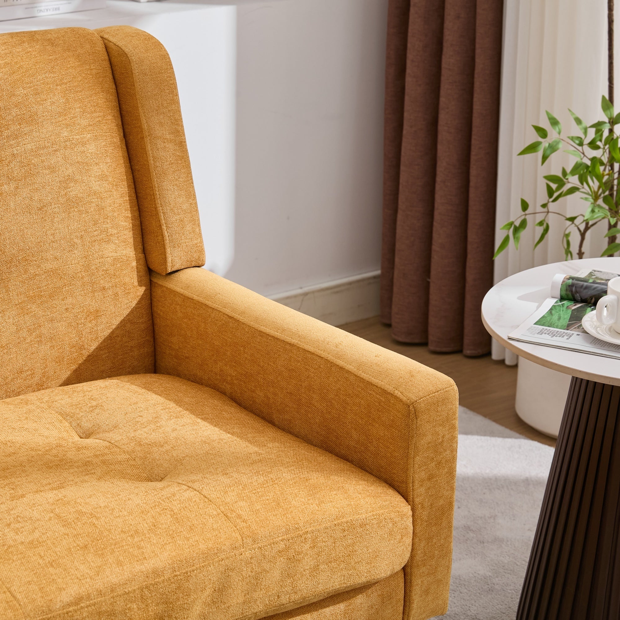 Premium Linen Bench with 2-Seater Tufted Design and Solid Wood Legs, Natural Linen Tone
