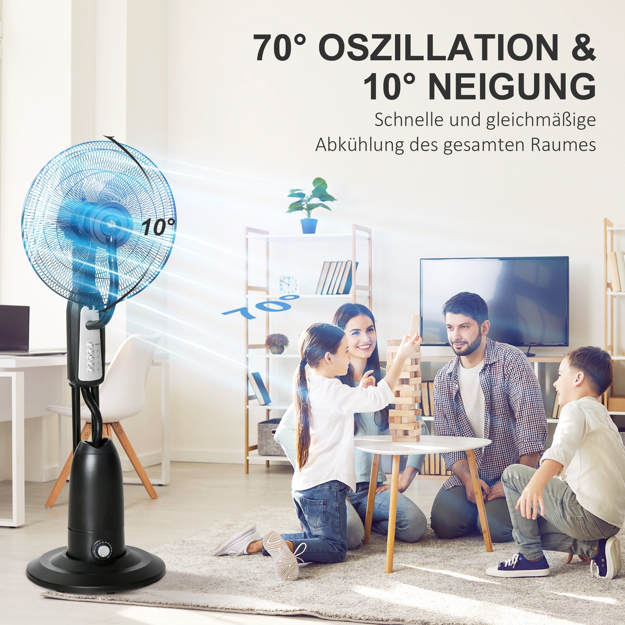 Pedestal Fan 2.8L Water Atomizer Mist Function 120cm Height, Metal
