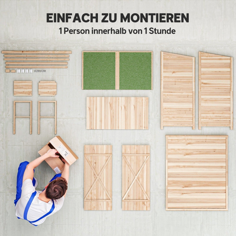 Tool Shed with Side Table, 140x75x157cm, Fir Wood