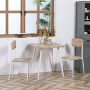Dining Set 3-Piece 1 Table 2 Chairs MDF Metal Natural Wood Grain/White