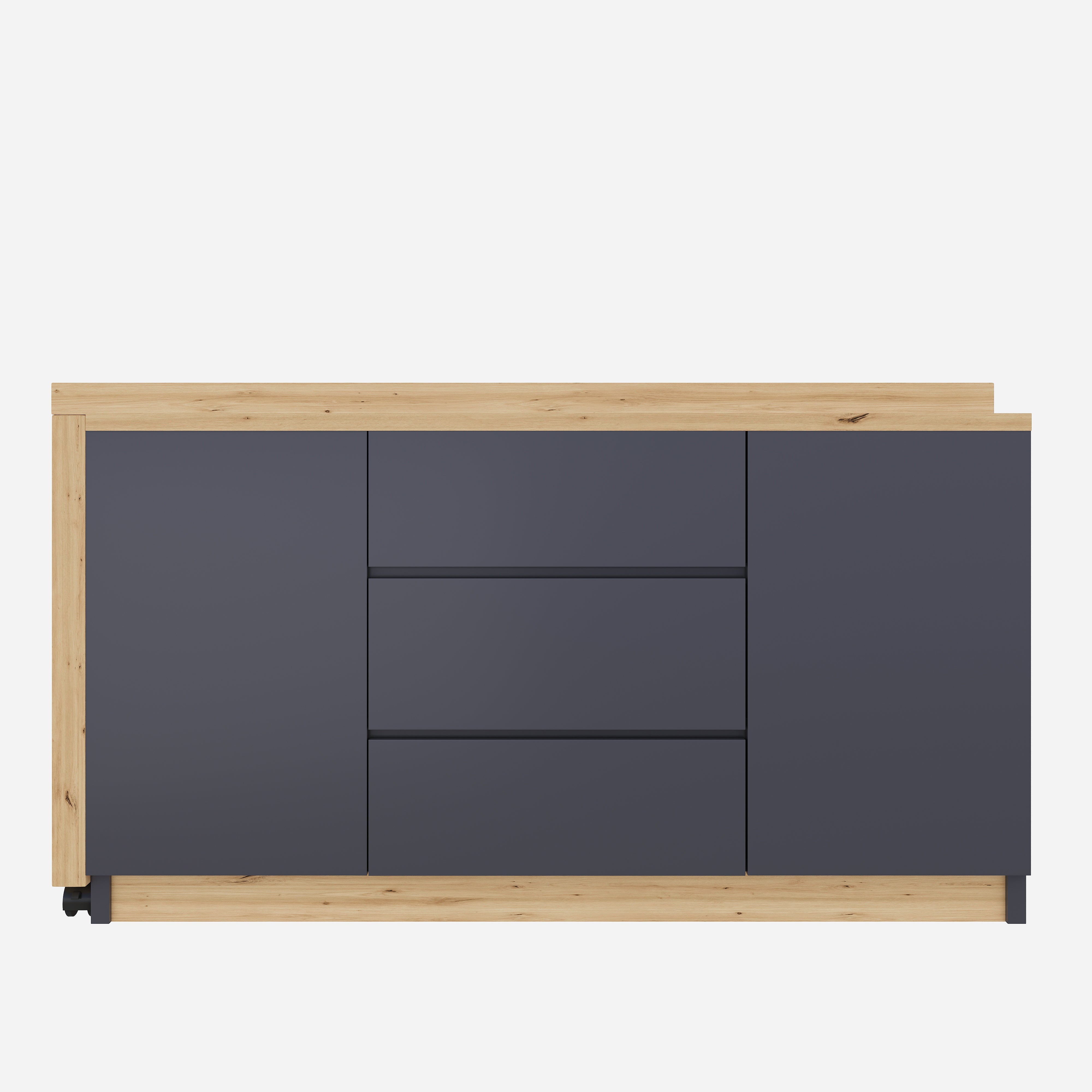 Desk Multifunctional Rotating Foldable Corner Sideboard with Lockable Casters, Grey/Oak
