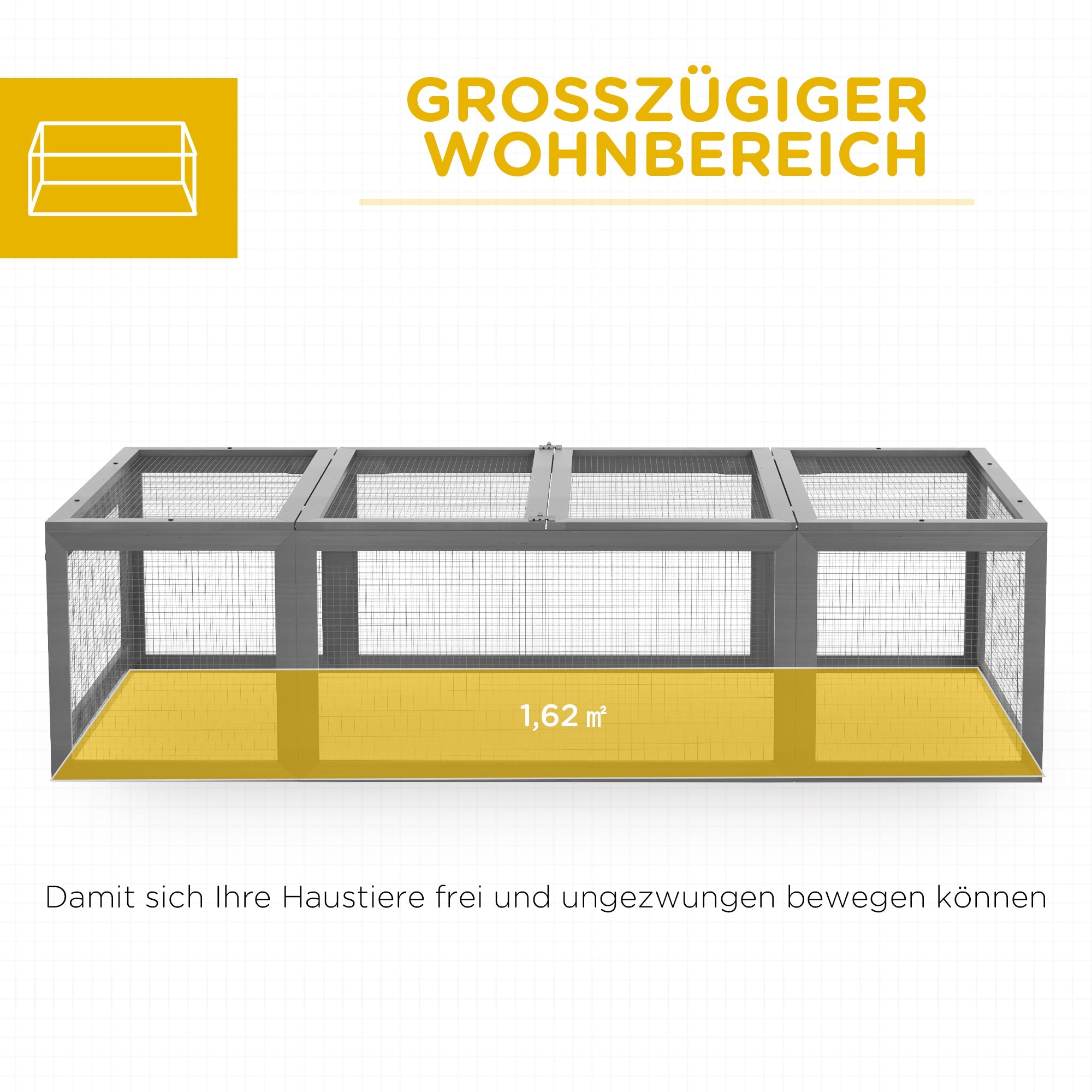 Rabbit Hutch, Winter-Proof Outdoor Cage, 180x90x48 cm, Fir Wood, Gray