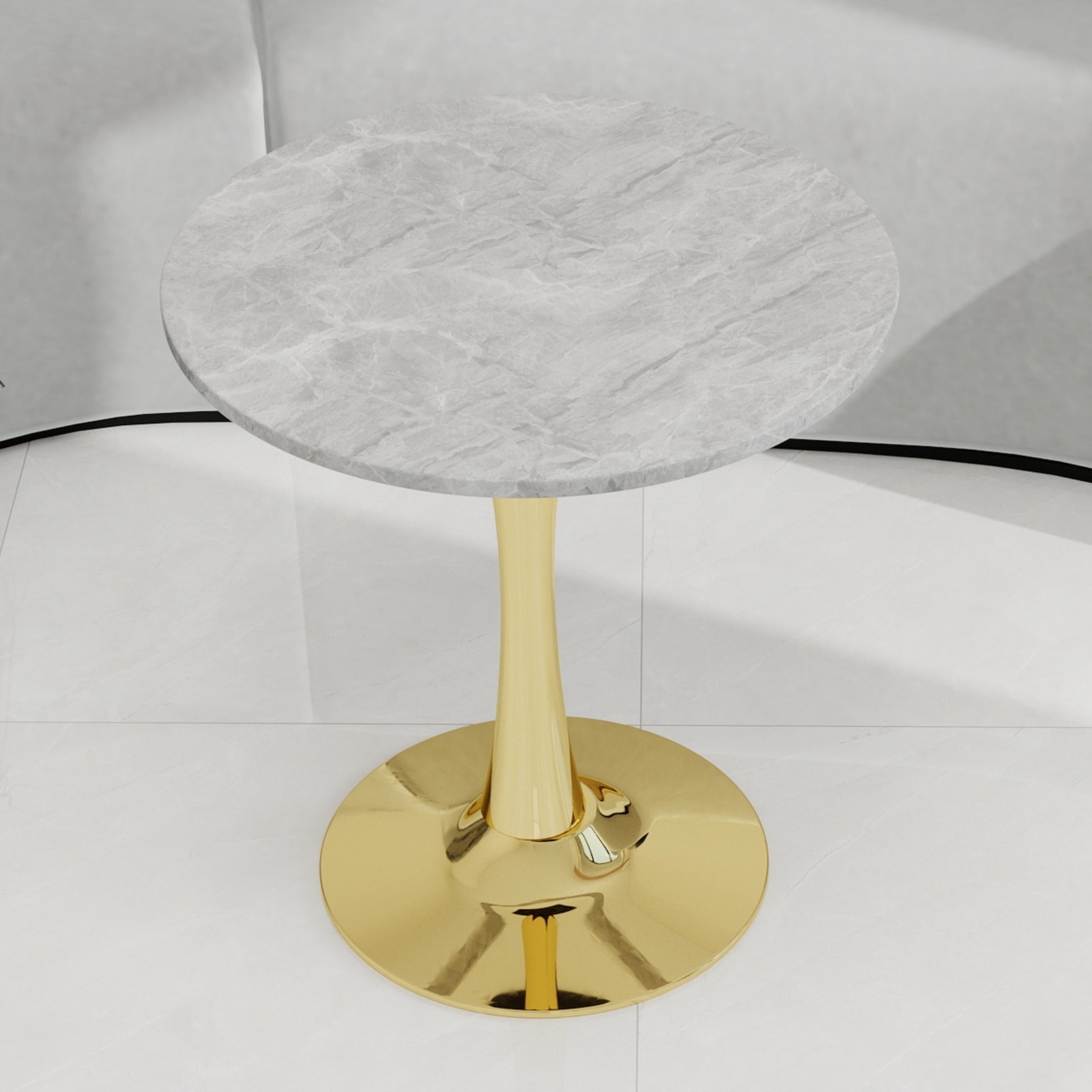 Coffee Table 27.6-inch Round Mid-Century Modern Marble