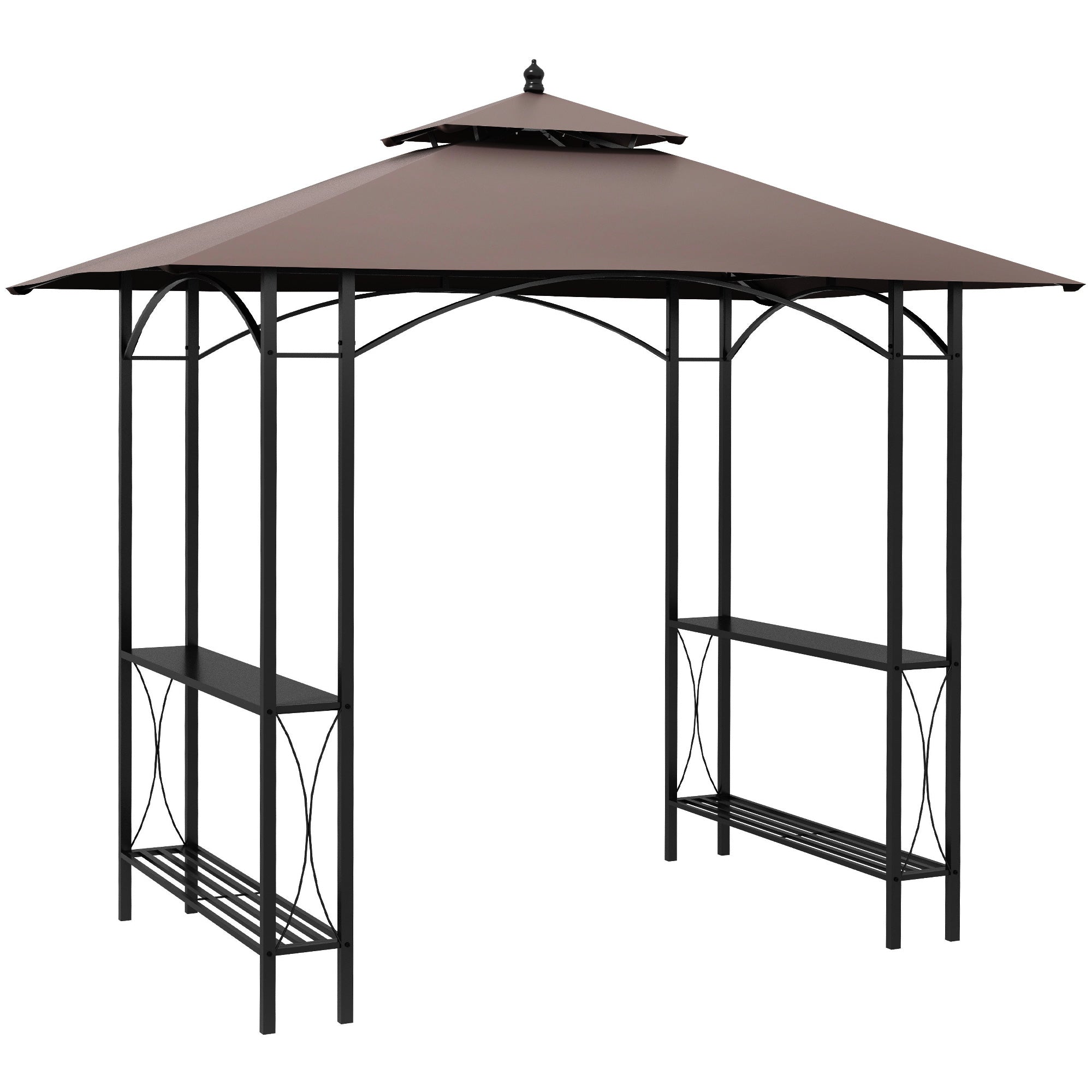 BBQ-Zeltpavillon 2,5 x 1,5 m Outdoor-Gartenpavillon Sonnenschutz – Kaffee