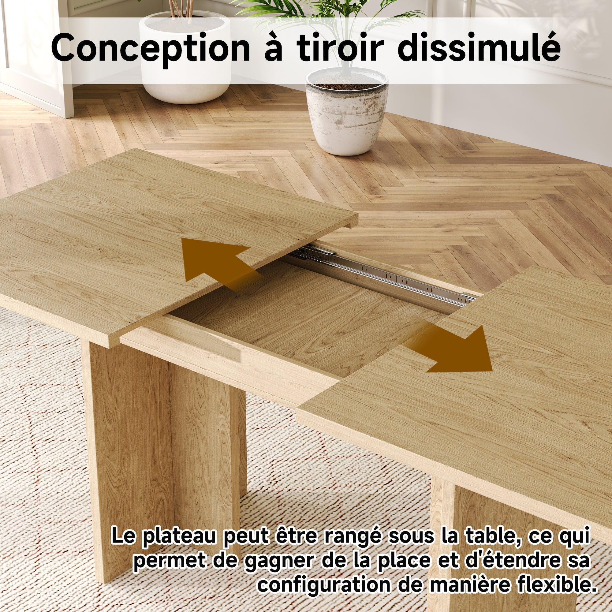 Extendable Dining Table 140/180x80cm Rectangular 6-8 Seater - Oak Color