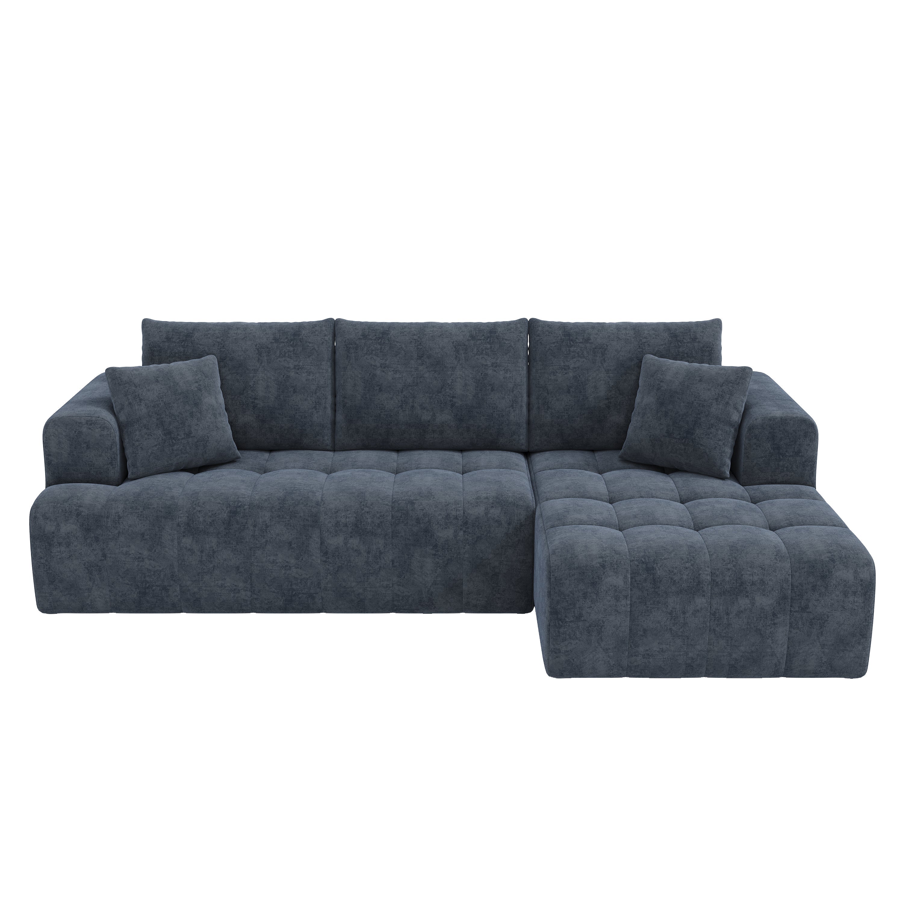 Modular L-shaped Corner Cloud Sofa, Frameless and Freely Combinable, Blue Chenille