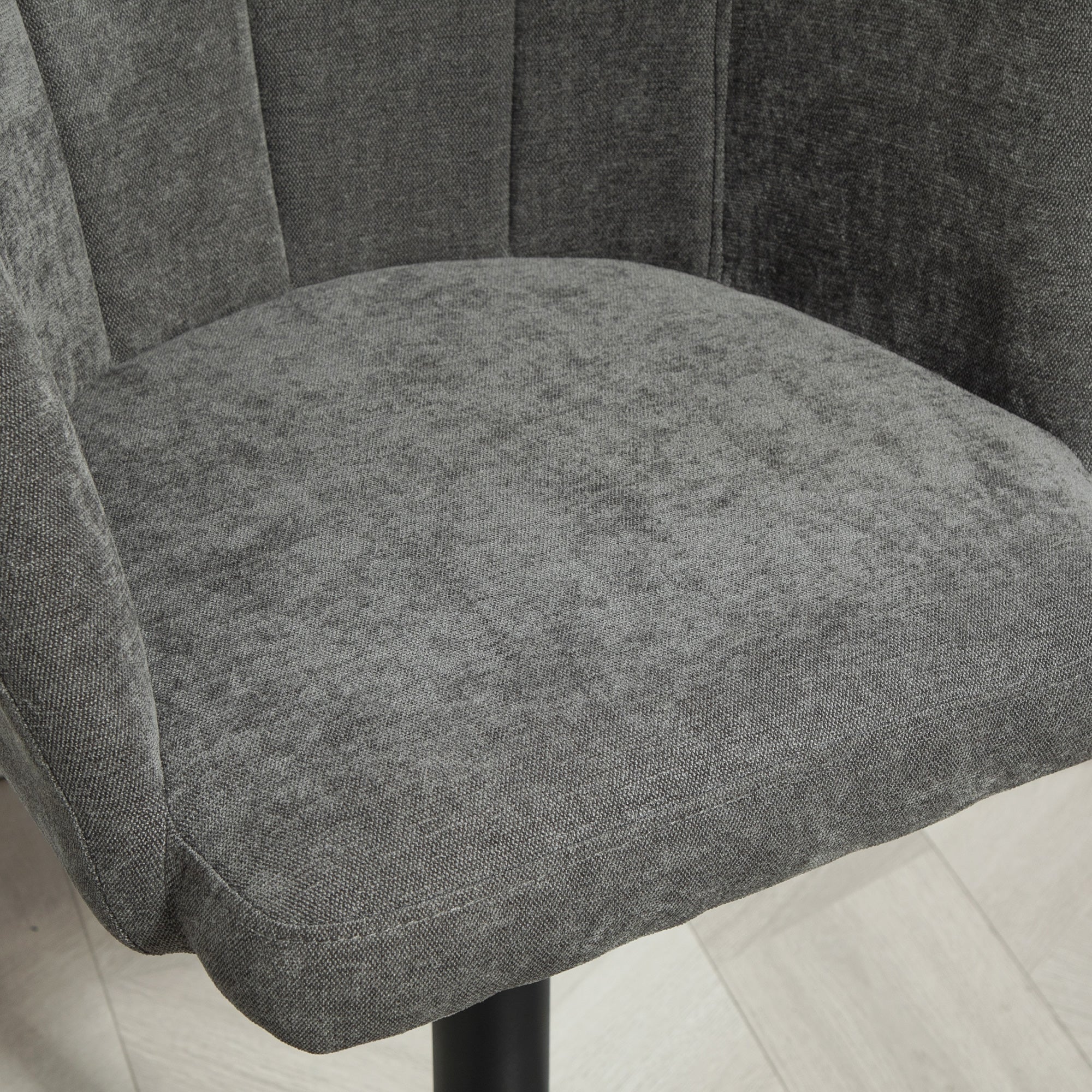 Set of 2 Bar Stools, Swivel Height-Adjustable with Footrest, Linen Dark Grey