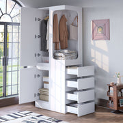 Wardrobe with Drawers and Open Storage, 70x40x170cm, White